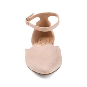 Journee Collection Nude Lana Buckle Pointed Toe Ballet Flats Ankle Strap